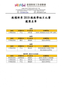 教壇新秀2019 得獎名單